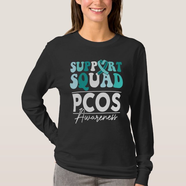 Support Squad Sunflower Hair Butterfly PCOS Awaren T-Shirt (Vorderseite)