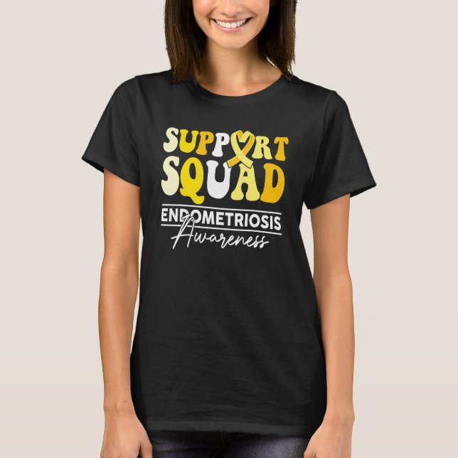 Support Squad Sunflower Hair Endometriosis Awarene T-Shirt (Vorderseite)