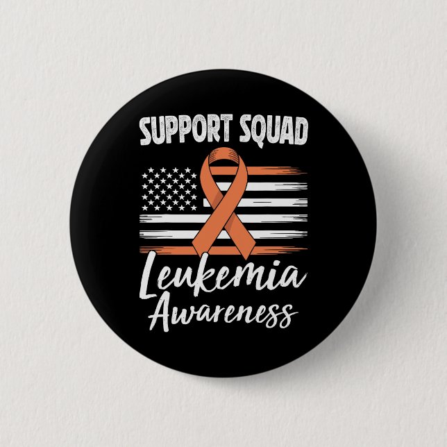 Support-Team Leukämie-Bewusstsein Orange Band Blo Button (Vorderseite)