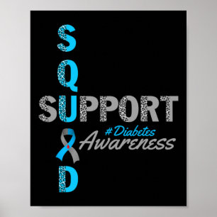 Support-Team t1d t2d Diabetes graues blaues Band Poster