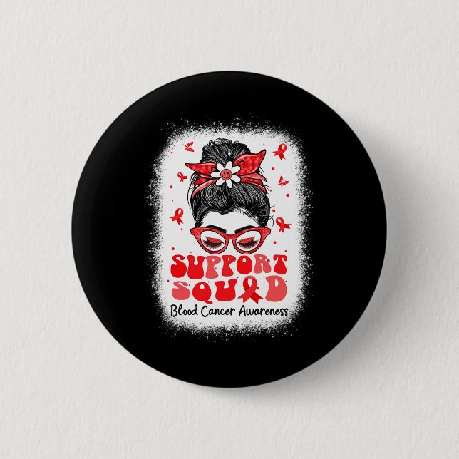 Support-Team Unordentlicher Dutt Schmetterling Rot Button (Vorderseite)