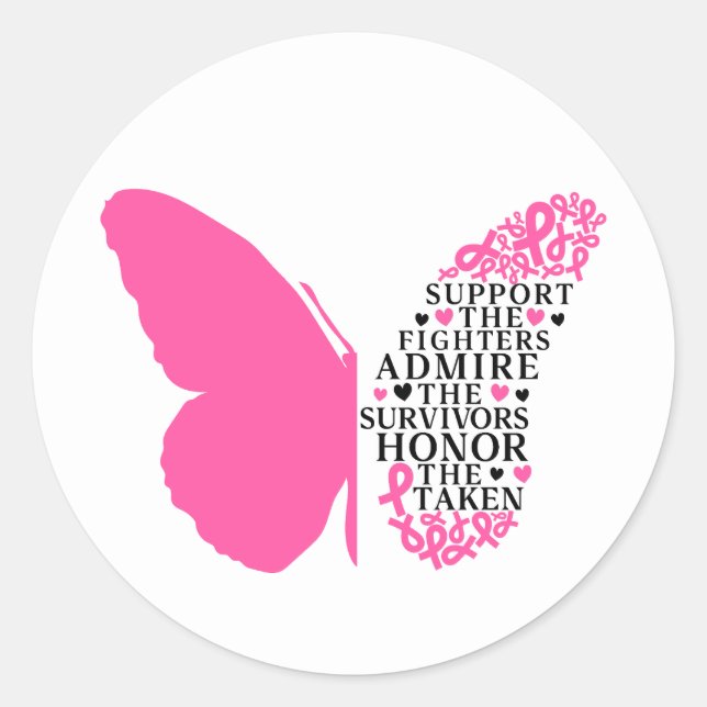 Support The Fighters Breast Cancer Awareness Runder Aufkleber (Vorderseite)