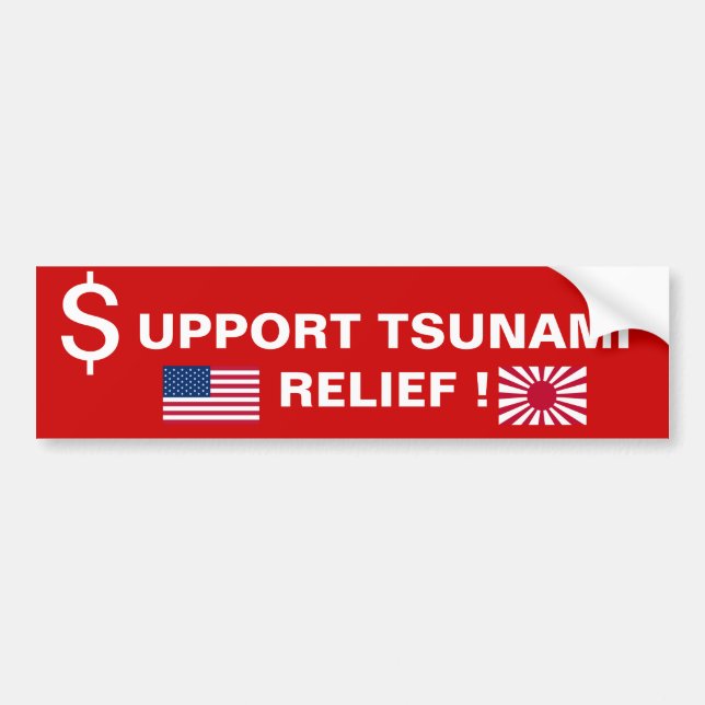 SUPPORT TSUNAMI RELIEF ! AUTOAUFKLEBER (Vorne)