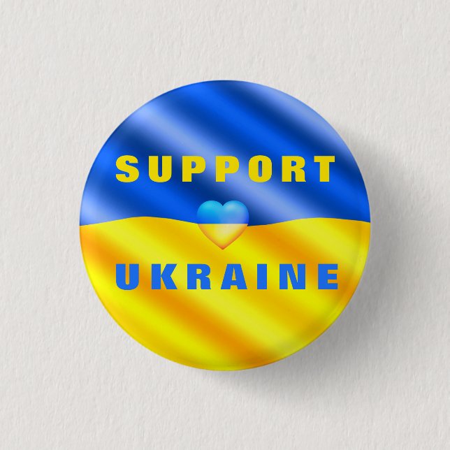 Support Ukraine Button Freedom Peace Heart Flag (Vorderseite)