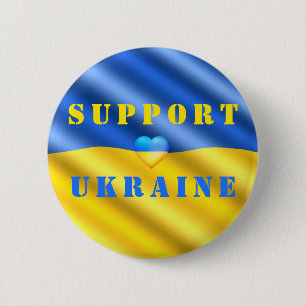 Support Ukraine Button ukrainische Flagge