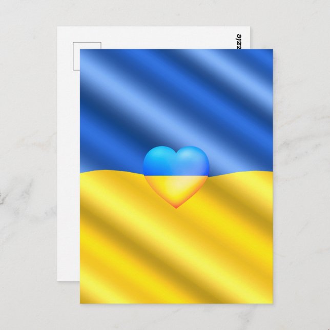 Support Ukraine Carte postale drapeau ukrainien -  (Devant / Derrière)