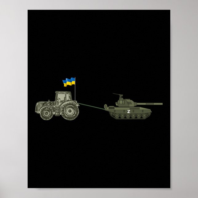 Support Ukraine Tractor Pulling A Russian  Poster (Vorne)