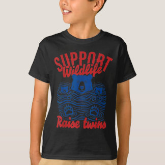 Support Wildlife Raise Twins Funny Mama Bear T-Shirt