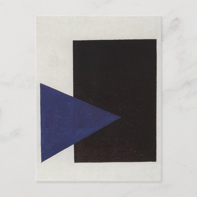 Suprematie mit blauem Dreieck und schwarzem Quadra Postkarte (Vorderseite)