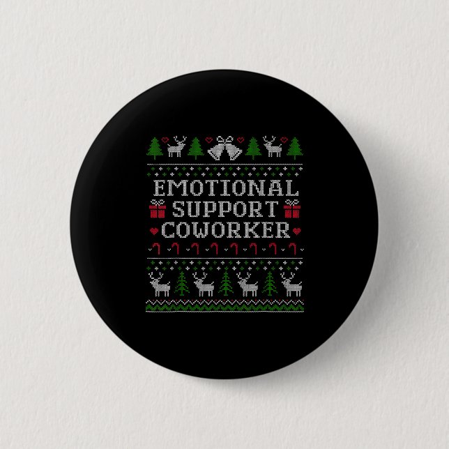 Suprt Coworker Retro Ugly Christmas Saying Quote  Button (Vorderseite)