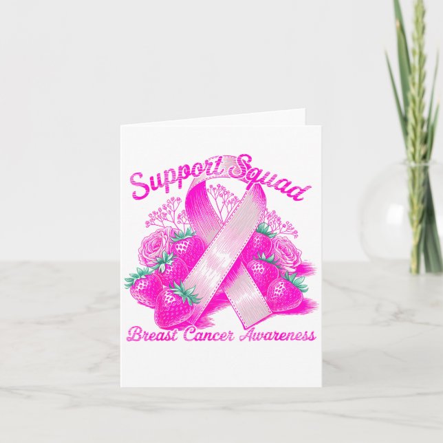 Suprt Squad Breast Cancer Awareness Nk Ribbon Wome Karte (Vorderseite)
