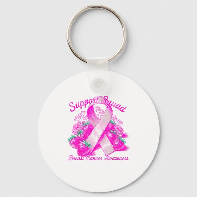 Suprt Squad Breast Cancer Awareness Nk Ribbon Wome Schlüsselanhänger (Vorderseite)