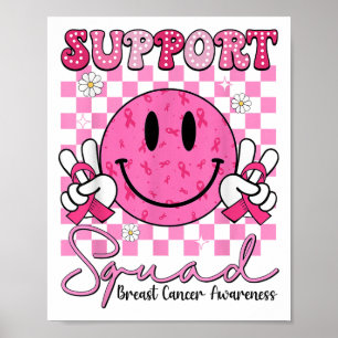 Suprt Squad Nk Ribbon Smile Face Brustkrebs Awa Poster