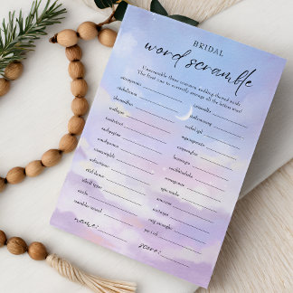 Sur Cloud 9 Word Scramble Fête des mariées Carte d