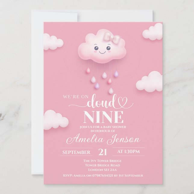 Sur Cloud Neuf Invitations De Douche Bébé (Devant)