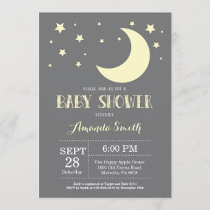 Sur la Lune Baby shower Invitation Jaune