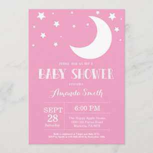 Sur la Lune Baby shower Invitation rose