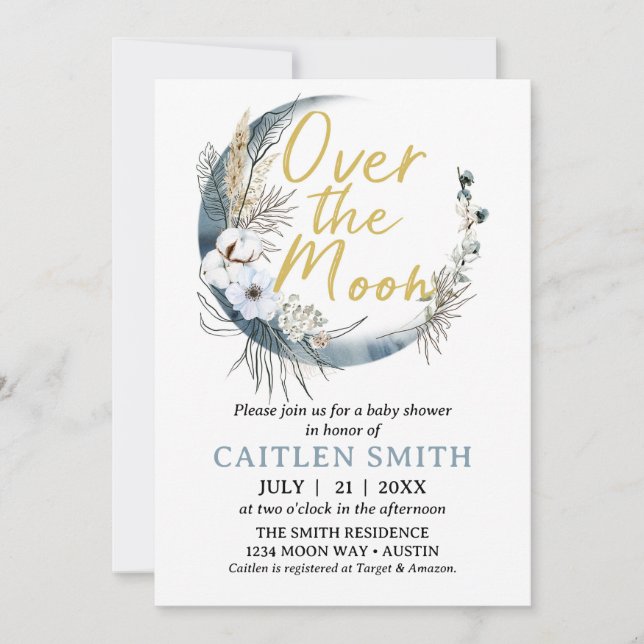 Sur la lune Boho Baby shower garçon Invitation (Devant)