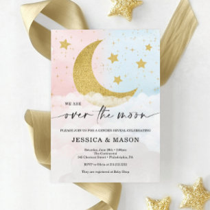 Sur la Lune Le genre révèle les Invitations roses