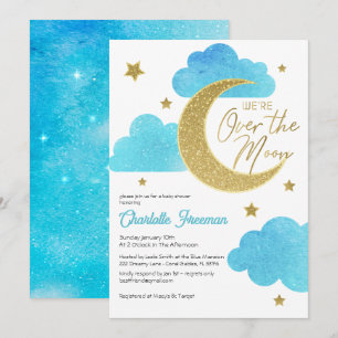 Sur la Lune Starry Baby shower de nuit Invitation