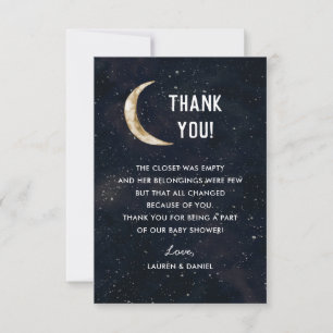 Sur La Lune Thème Baby shower Merci Cartes
