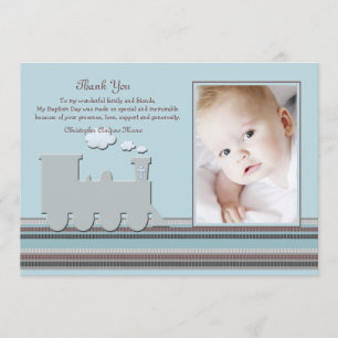 Sur le carte de remerciements bleu de photo de