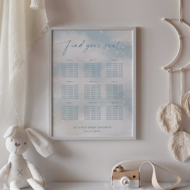 Sur le nuage 9 Vibrant bleu assis Poster (Créateur téléchargé)