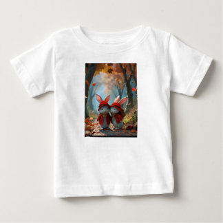 sur T-shirt blanc mignon deux petits lapins