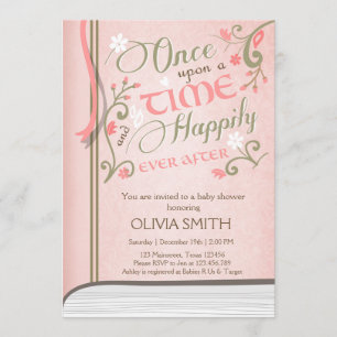 Sur une invitation Baby shower Time Storybook Pink
