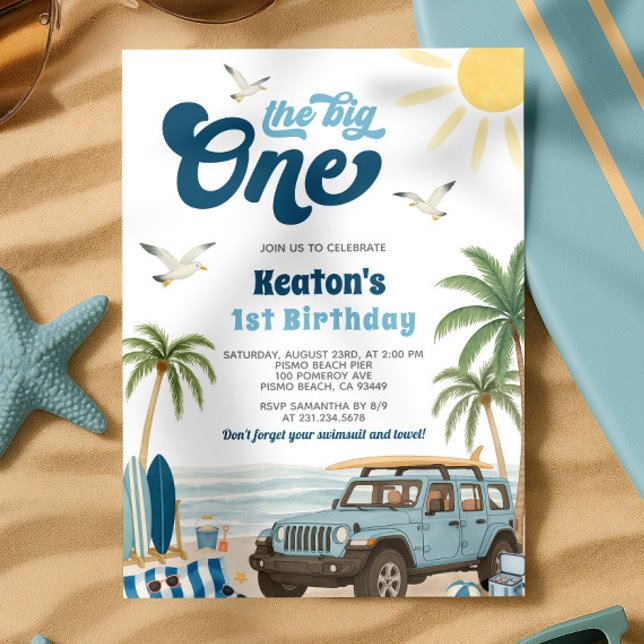 Surf 1er Anniversaire Invitation - The Big One (Surf 1st Birthday Invitation - The Big One
)