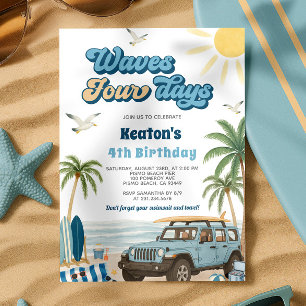 Surf 4e Invitation anniversaire - Vagues Quatre Jo