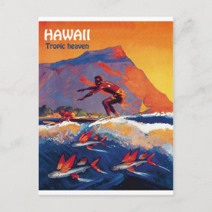 Surf à Hawaï, paradis tropical, carte postale de v