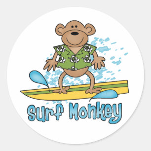 Surf-Affe Runder Aufkleber