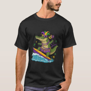 Surf Alligator Crocodile Mardi Gras Damen Mens T-Shirt