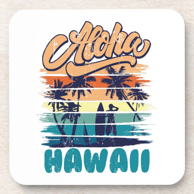 Surf - Aloha Hawaii Getränkeuntersetzer (Vorderseite)