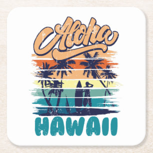 Surf - Aloha Hawaii Rechteckiger Pappuntersetzer