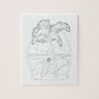 Surf Beach Adult Coloration Puzzle