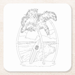 Surf Beach Adult Farbpapier Untersetzer