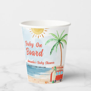Surf Beach Baby an Bord Babydusche Pappbecher