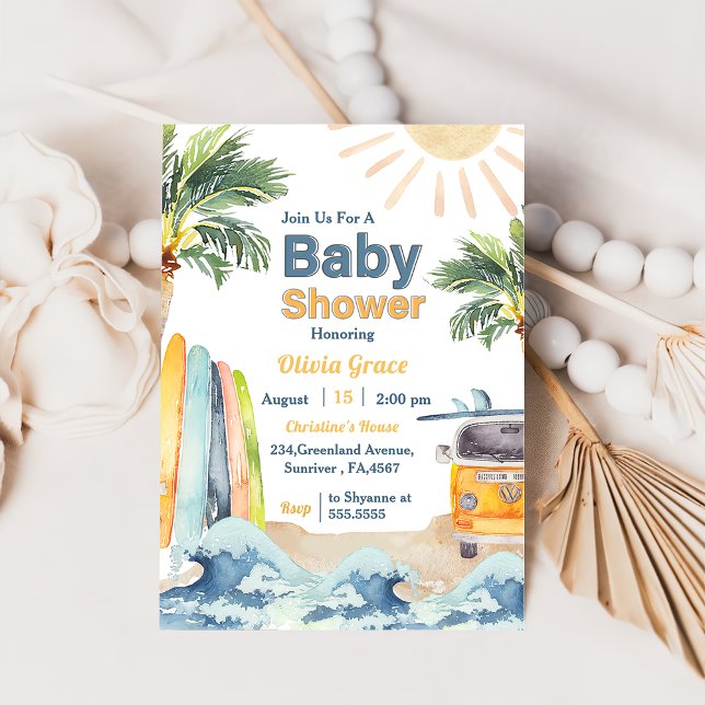 Surf Beach Baby Dusche Einladung (Von Creator hochgeladen)