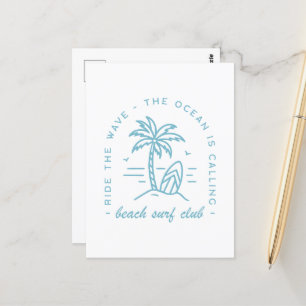 Surf Beach Club Surfen Ozeanästhetische Zitate Postkarte
