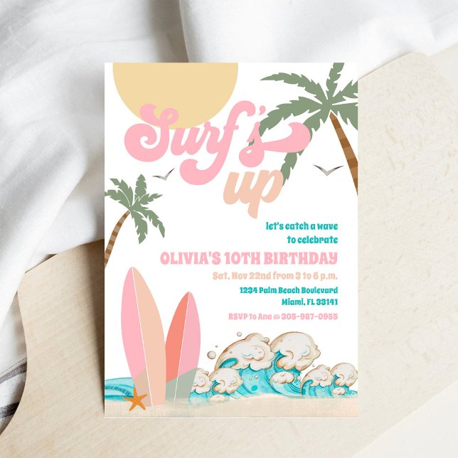 Surf Birthday Beach Party Invitation (Créateur téléchargé)