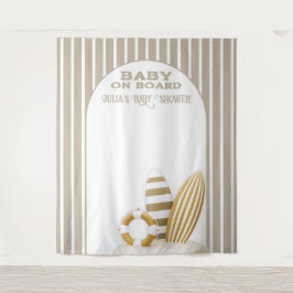 Surf Board Baby Shower Custom Gender Neutral Wandteppich