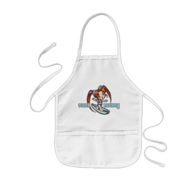 Surf Bunny Surfer Girl Cartoon Kinderschürze (Vorne)