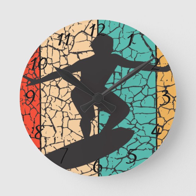 Surf California Runde Wanduhr (Vorderseite)