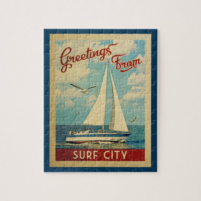 Surf City Jigsaw Puzzle Voilier Retro New Jersey (Vertical)