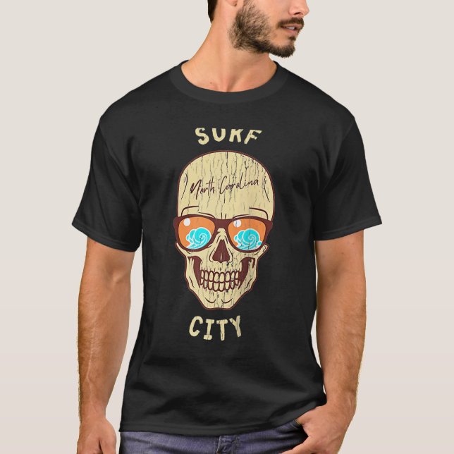 Surf City NC Sommerurlaub Skull Sunglass T-Shirt (Vorderseite)