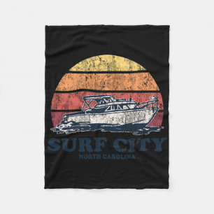 Surf City Nc Vintage Bootfahren 70er Retro Boot De Fleecedecke