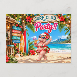 Surf Club Weihnachtsfeier Einladungspostkarte