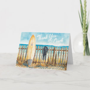 Surf-Coach Dankeschön-Postkarte Küsten-Surfbrett Dankeskarte